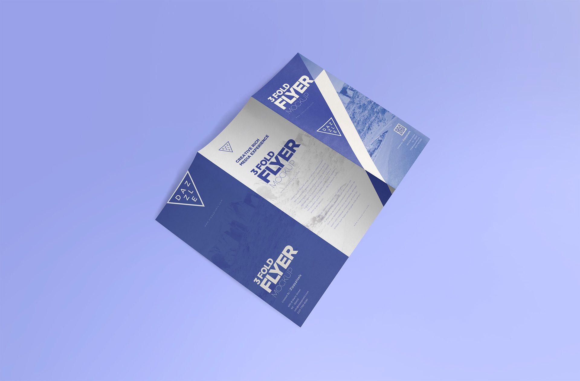 Tri-Fold Flyer Mockup with Realistic Paper Texture