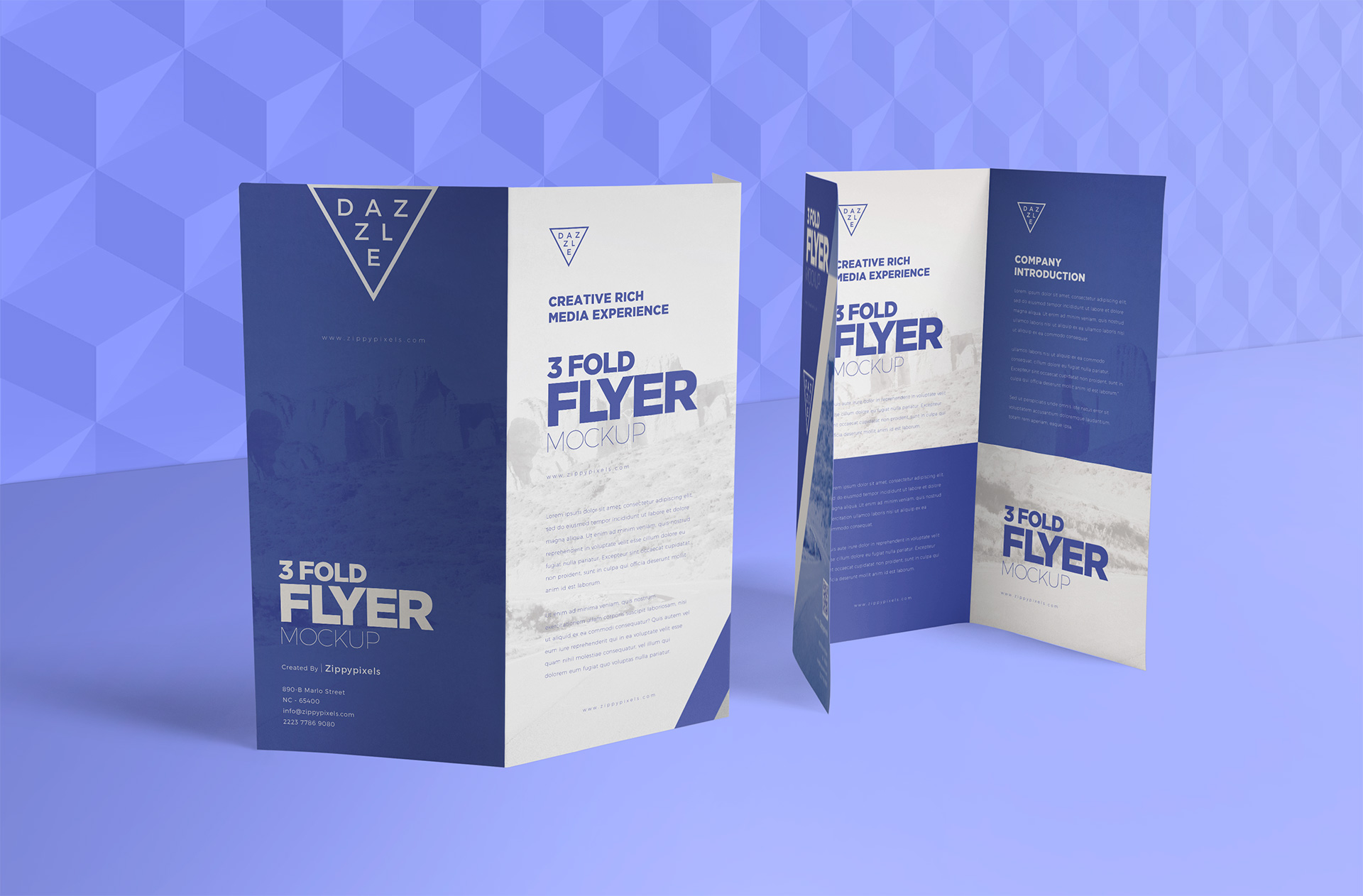 Standing Tri-Fold Flyer Mockup for Brochure Design