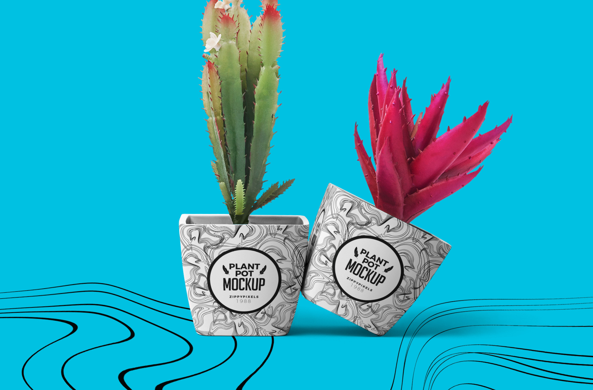 ceramic flowerpot mockup