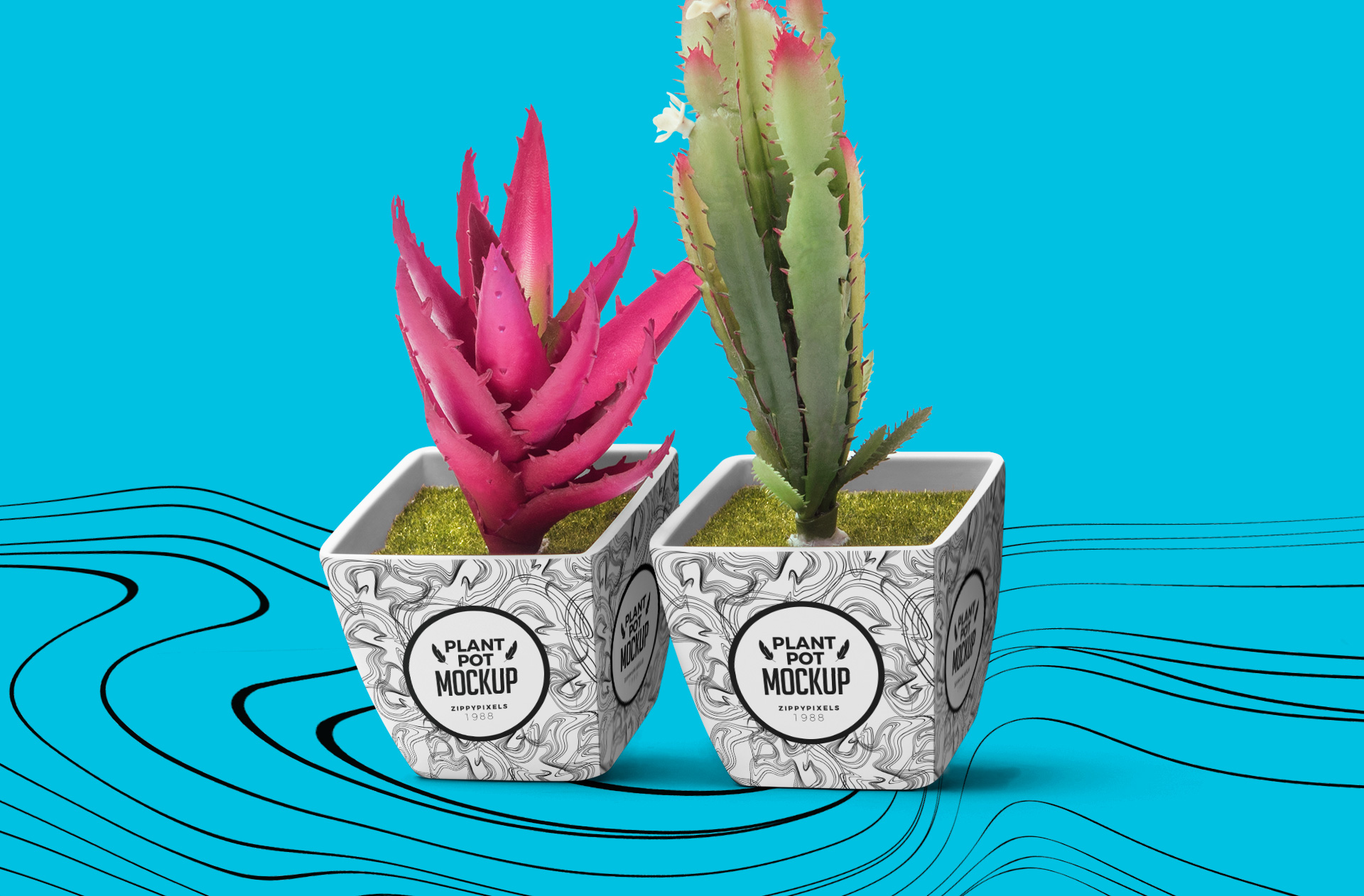 ceramic flowerpot mockup