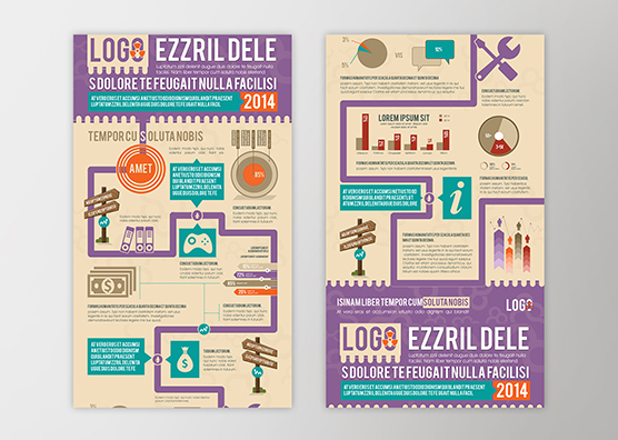 Flat Infographics Road Map Template