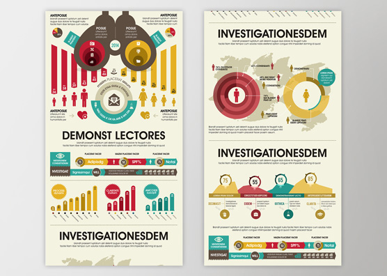 Awesome Infographics Design Template for Stats – 3 Color Options