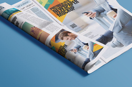 Folded Newspaper Mockup for Print Media