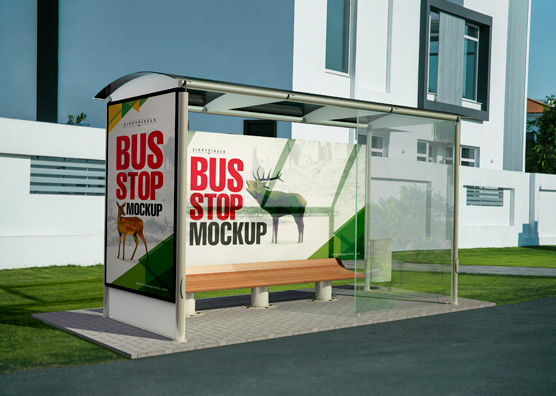 Bus Stop Advertising Mockup – Urban Billboard Display