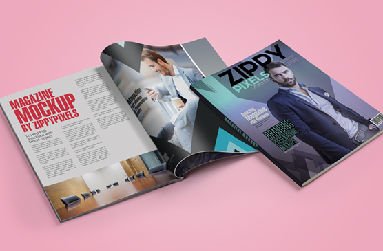 Dynamic Magazine Mockup with Folded Pages Design