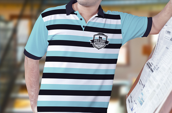 Modeled Polo Shirt Mockup – Indoor Retail Display