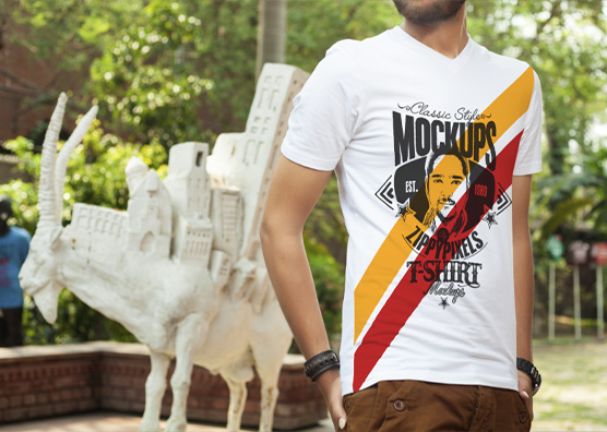 Urban Outdoor V-Neck T-Shirt Mockup – Fashion PSD