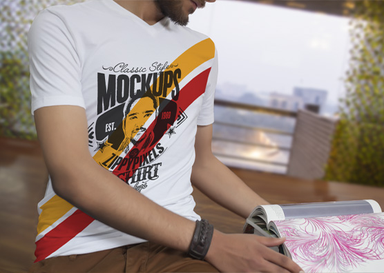 Relaxed Fit V-Neck T-Shirt Mockup – Stylish PSD