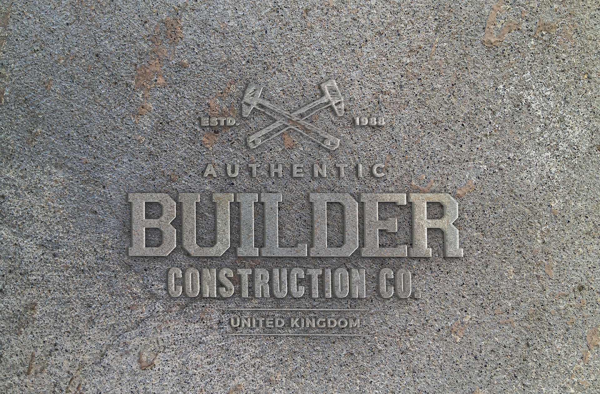 Authentic Builder Logo Mockup – Engraved Concrete
