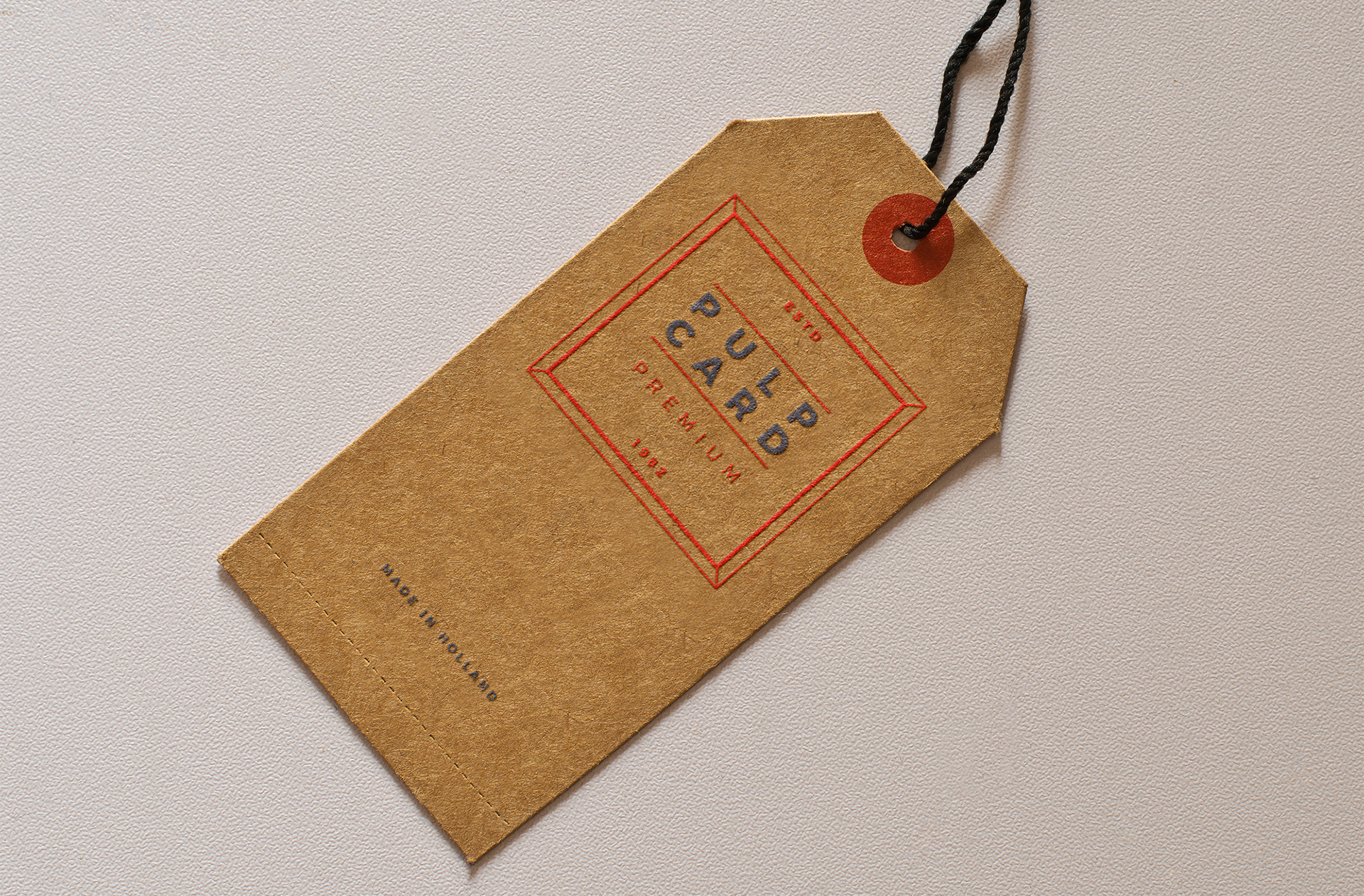 Pulp Card Tag Logo Mockup – Kraft Paper Label