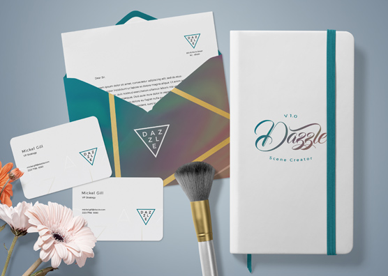 Creative Dazzle Branding Mockup with Stationery