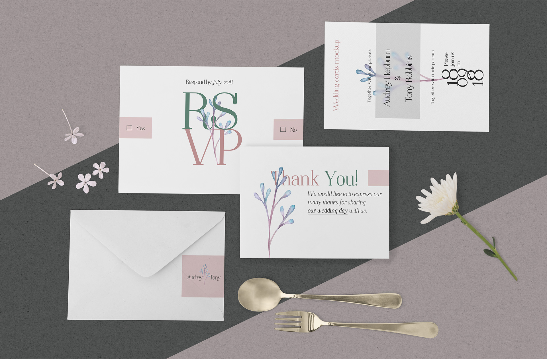 RSVP Card & Thank You Note Mockup