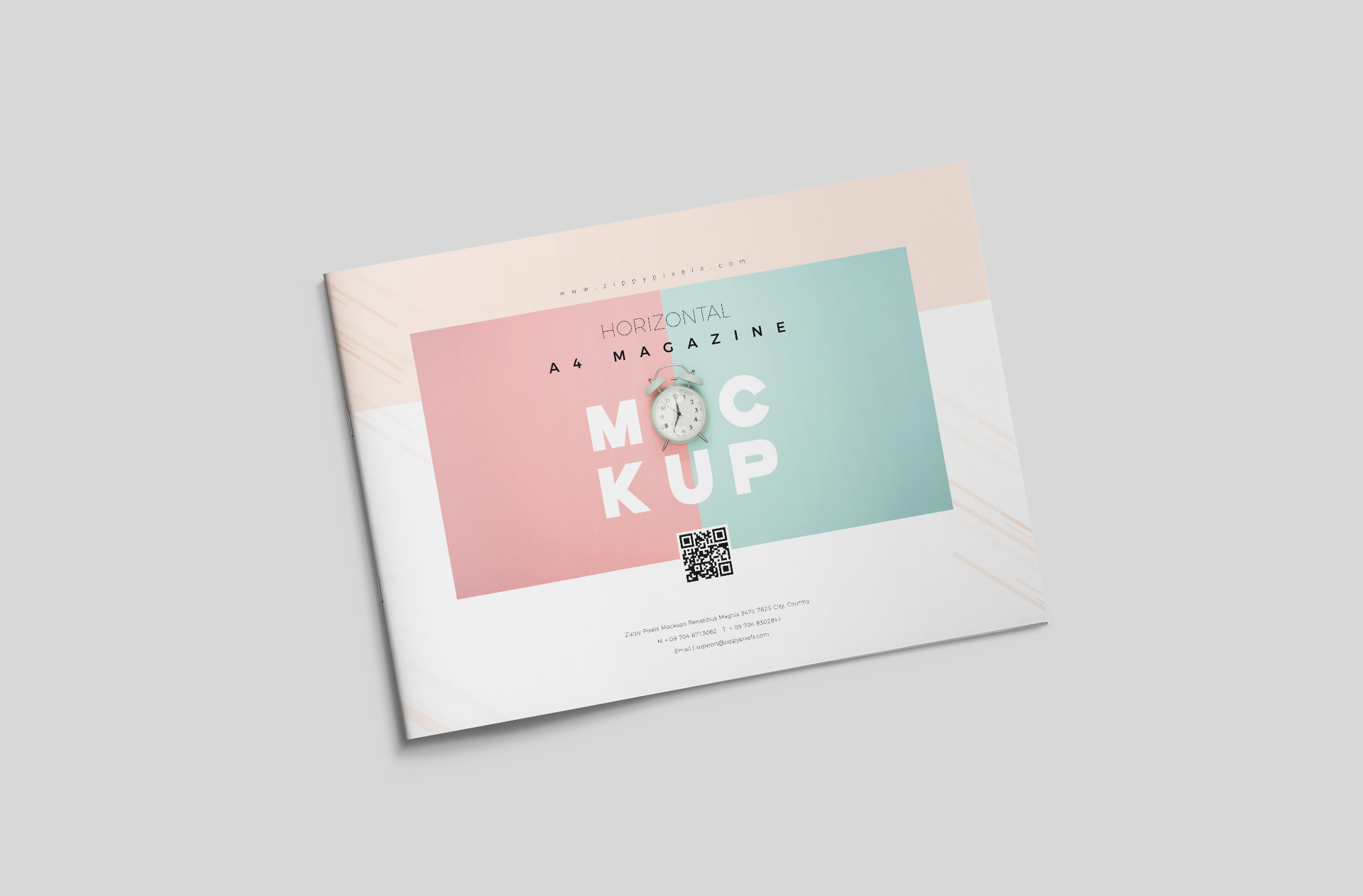 Realistic A4 Landscape Magazine Mockup Angled View