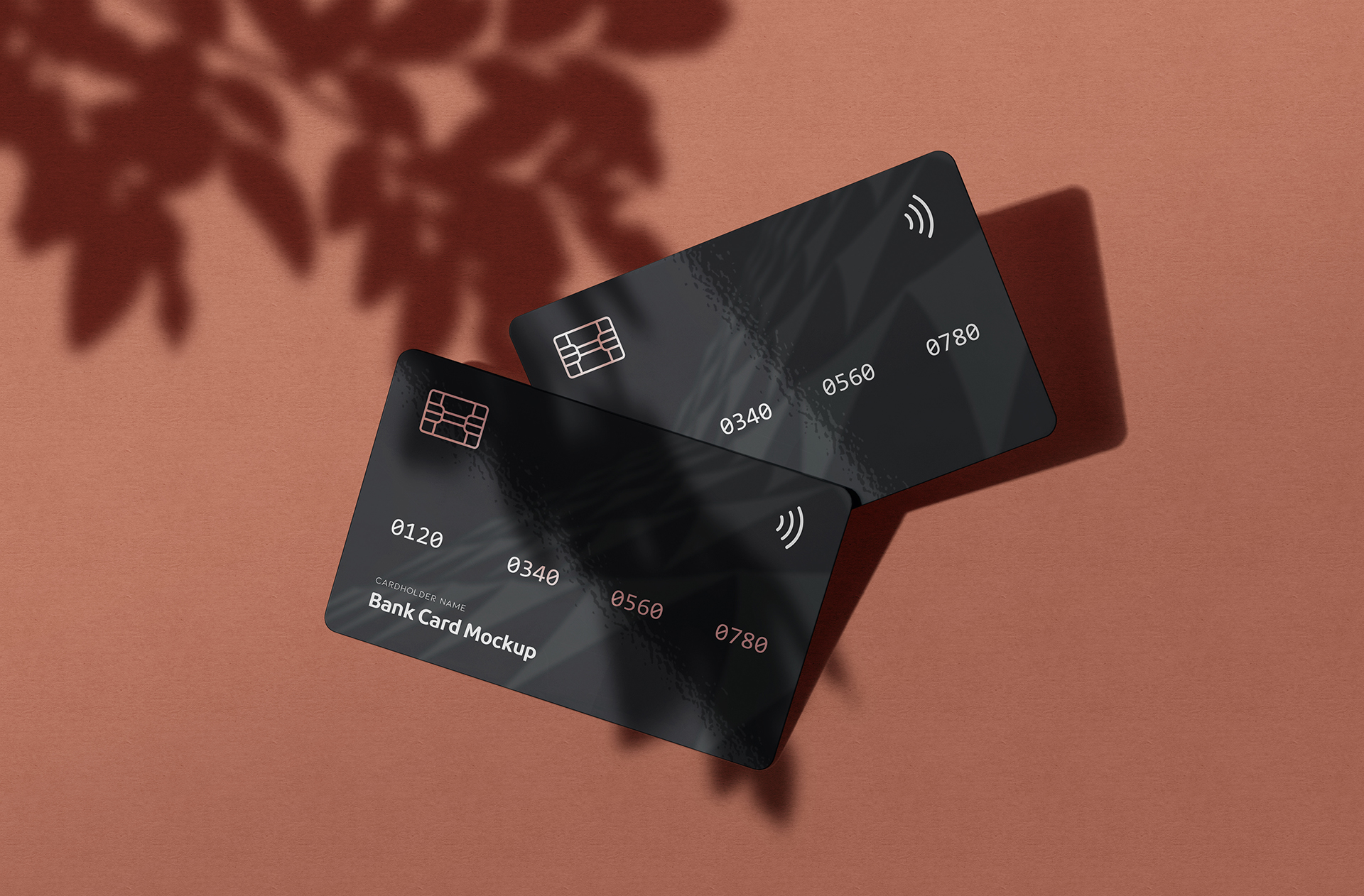 Realistic Plastic Bank Card Mockup with Soft Shadows