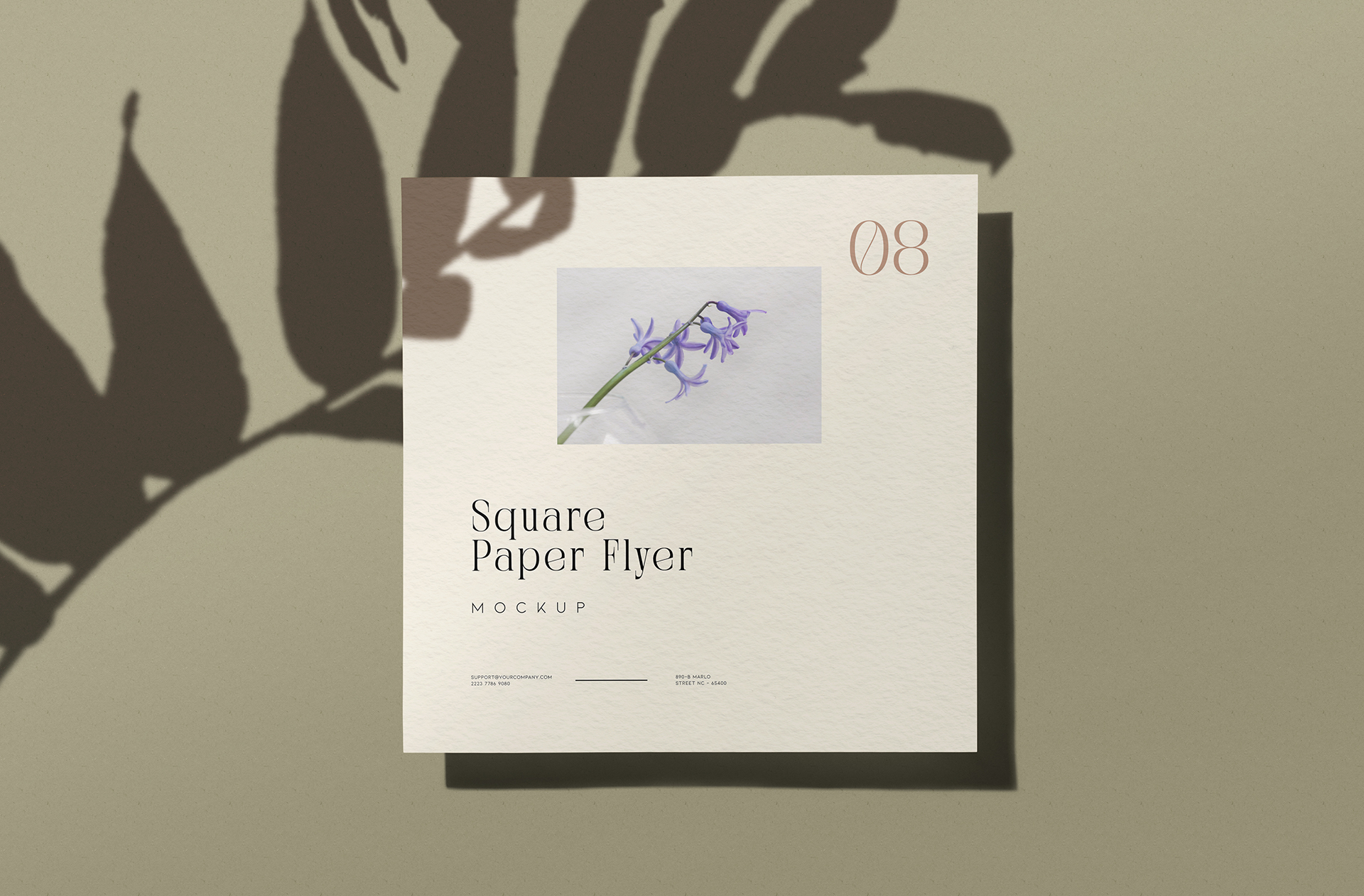 Realistic Floating Square Flyer Mockup with Soft Shadows