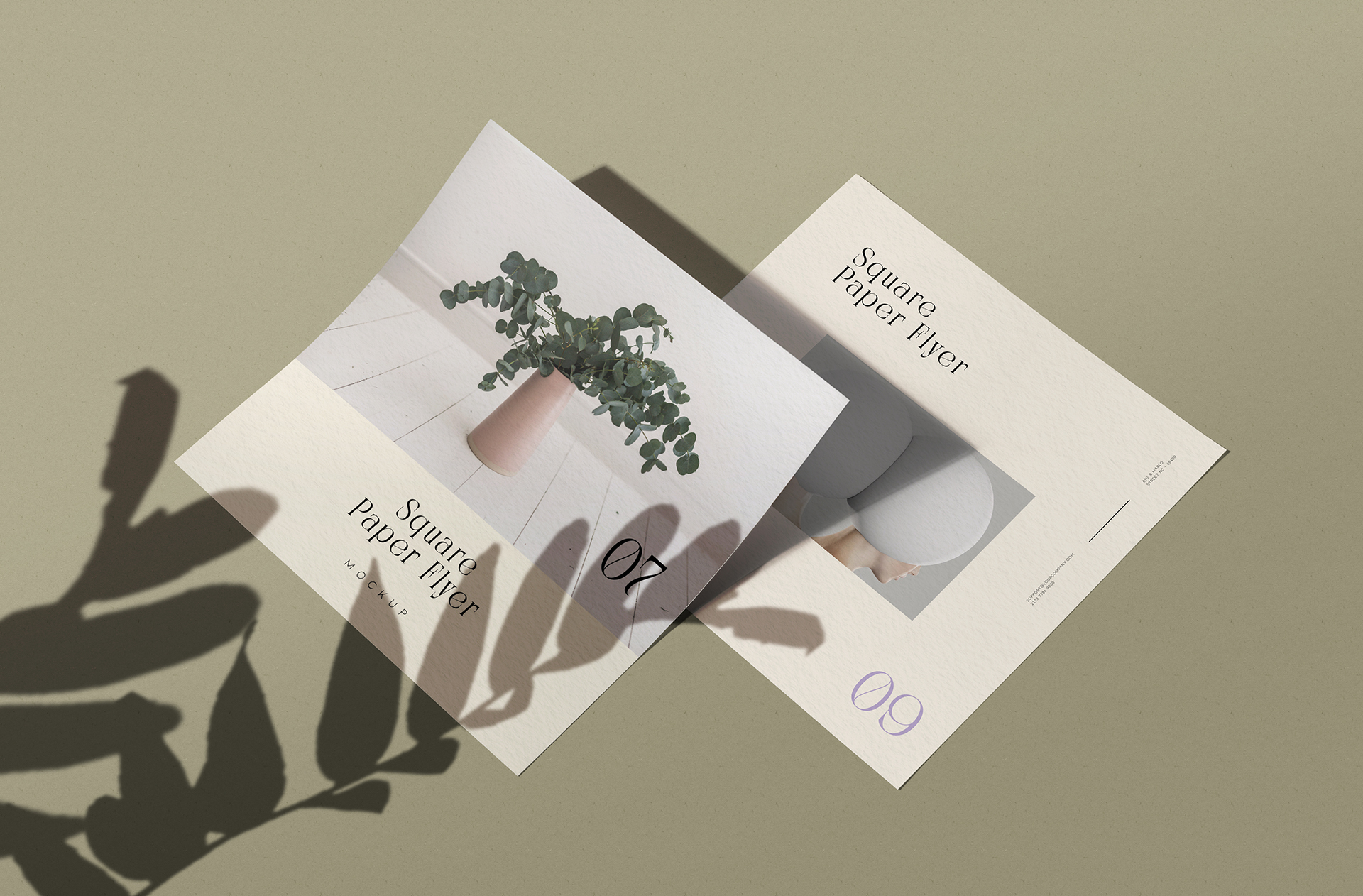 Modern Square Paper Flyer Mockup with Realistic Texture