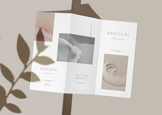 Realistic Three-Fold Brochure Mockup with Clean Layout