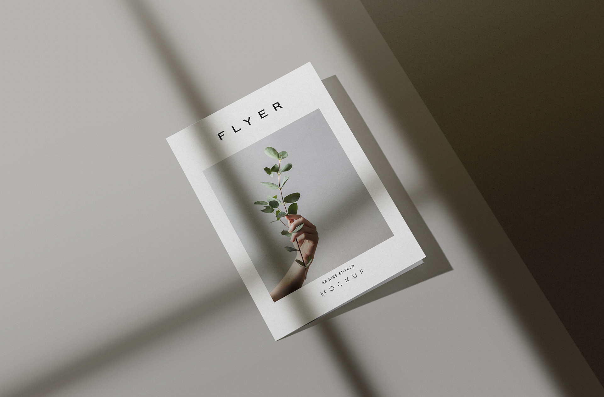 Realistic A4 Bi-Fold Flyer Mockup with Natural Shadows