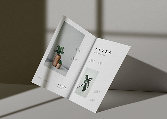 Modern A4 Bi-Fold Flyer Mockup with Realistic Folds