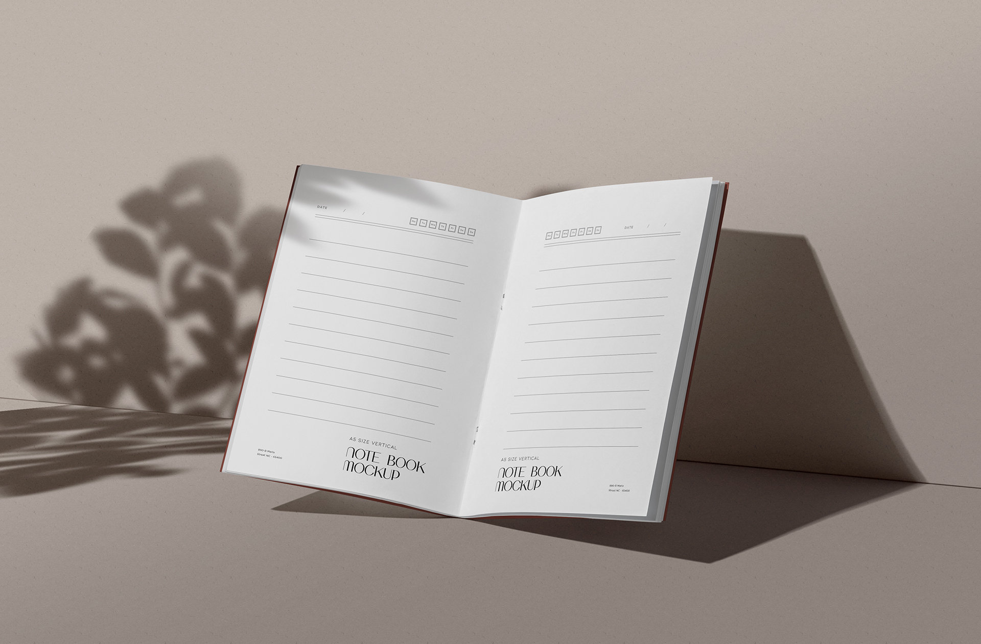 Elegant A5 Notebook Mockup with Open Pages