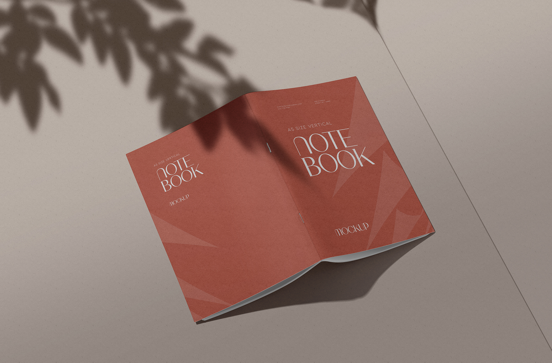Realistic A5 Notebook Mockup with Hardcover Design