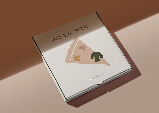 Realistic Pizza Box Mockup with Top View