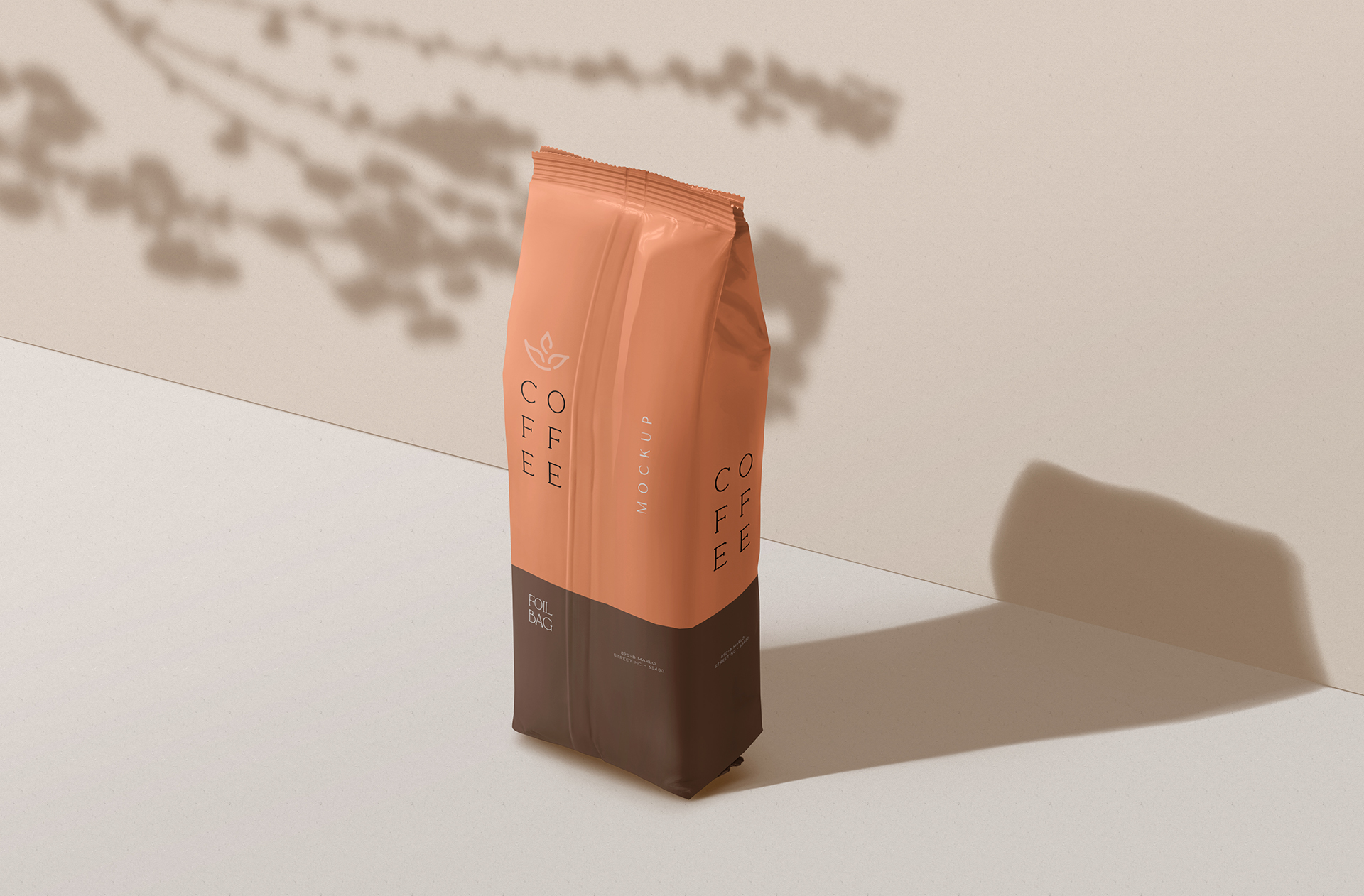 Premium Coffee Foil Bag Mockup with Vertical Design