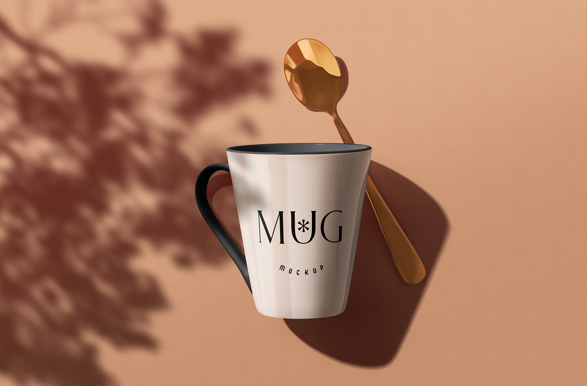 Elegant Ceramic Mug Mockup with Golden Spoon