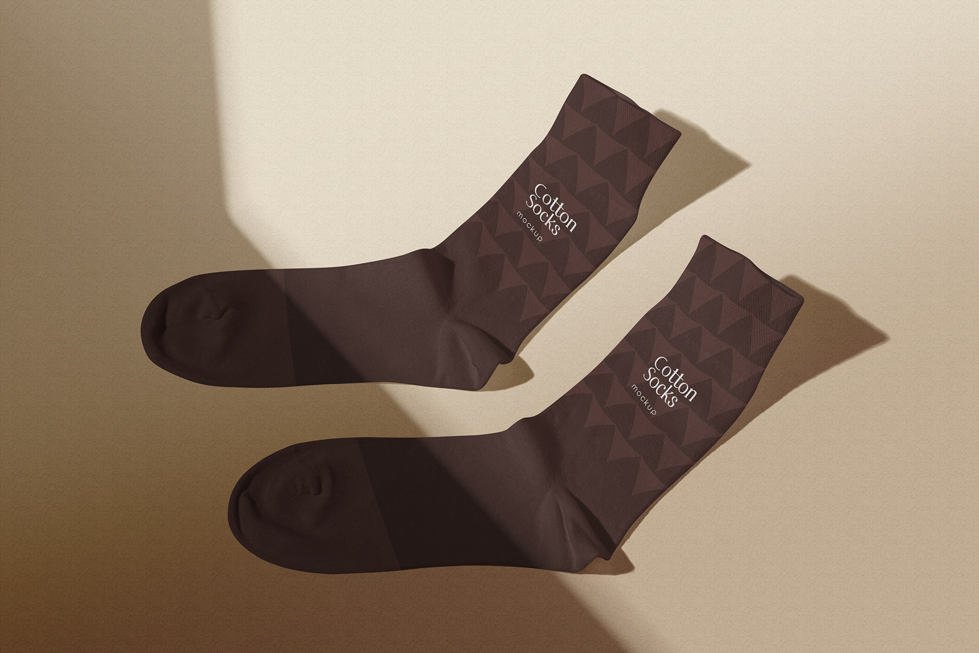Realistic Cotton Socks Mockup with Soft Shadows