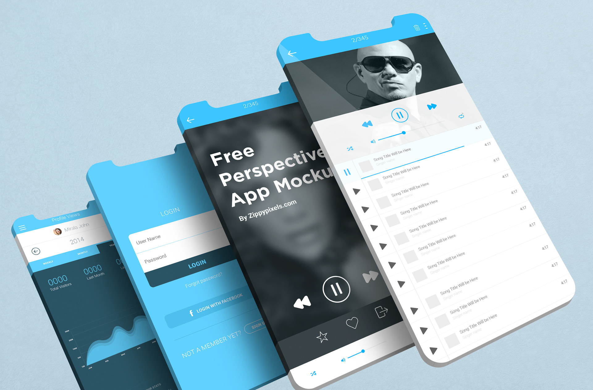 Mobile App Perspective Mockup – Photorealistic Design