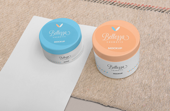 Cosmetic Jar Mockup – Dual Color Skincare Packaging