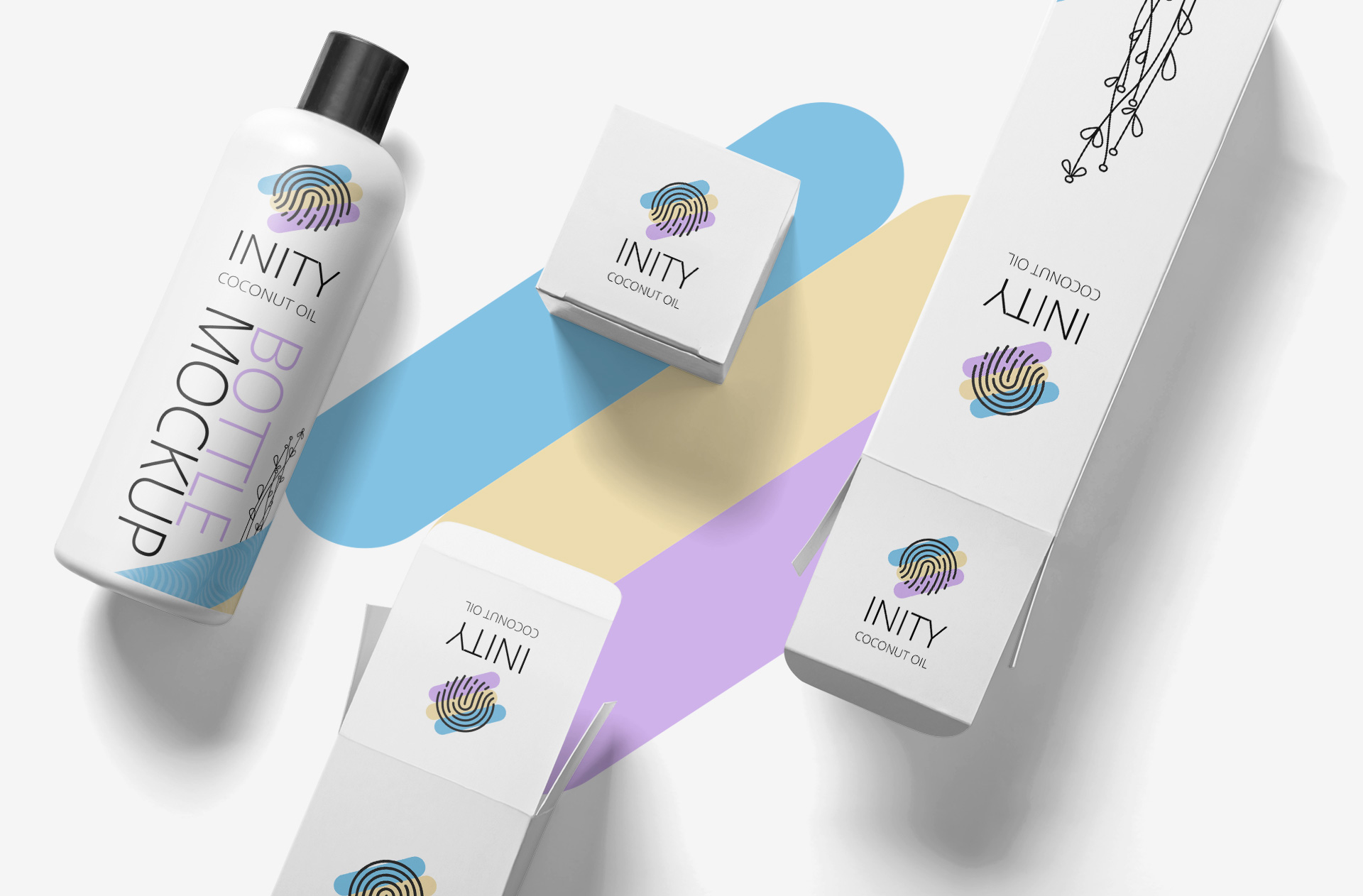 Flat Lay Bottle & Box Packaging Mockup – Professional Display