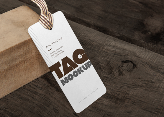 Elegant Clothing Hang Tag Mockup with Fabric String