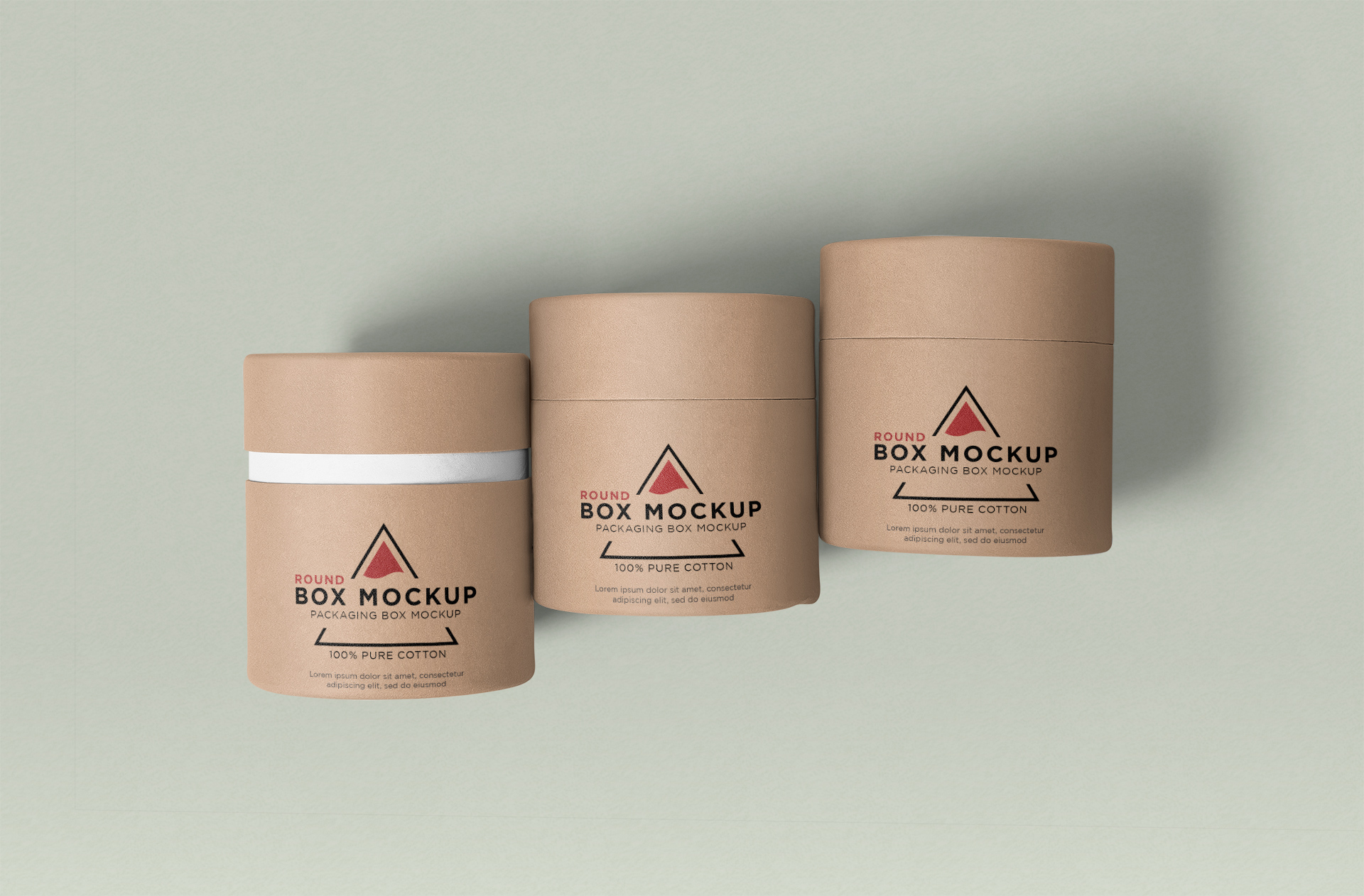 Minimalist Round Box Mockup – Set of Three Cylinders