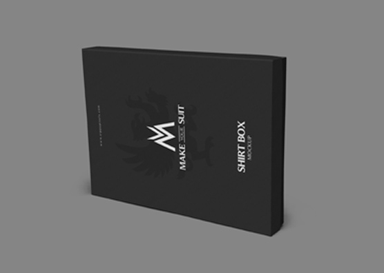 Minimalist Black Shirt Box Mockup – Customizable PSD