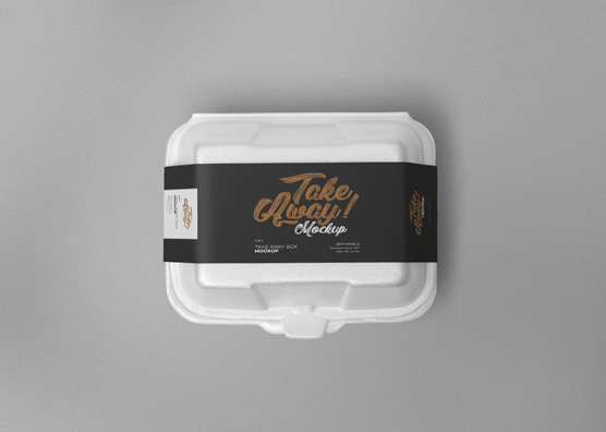 Top-View Styrofoam Takeaway Meal Box Mockup