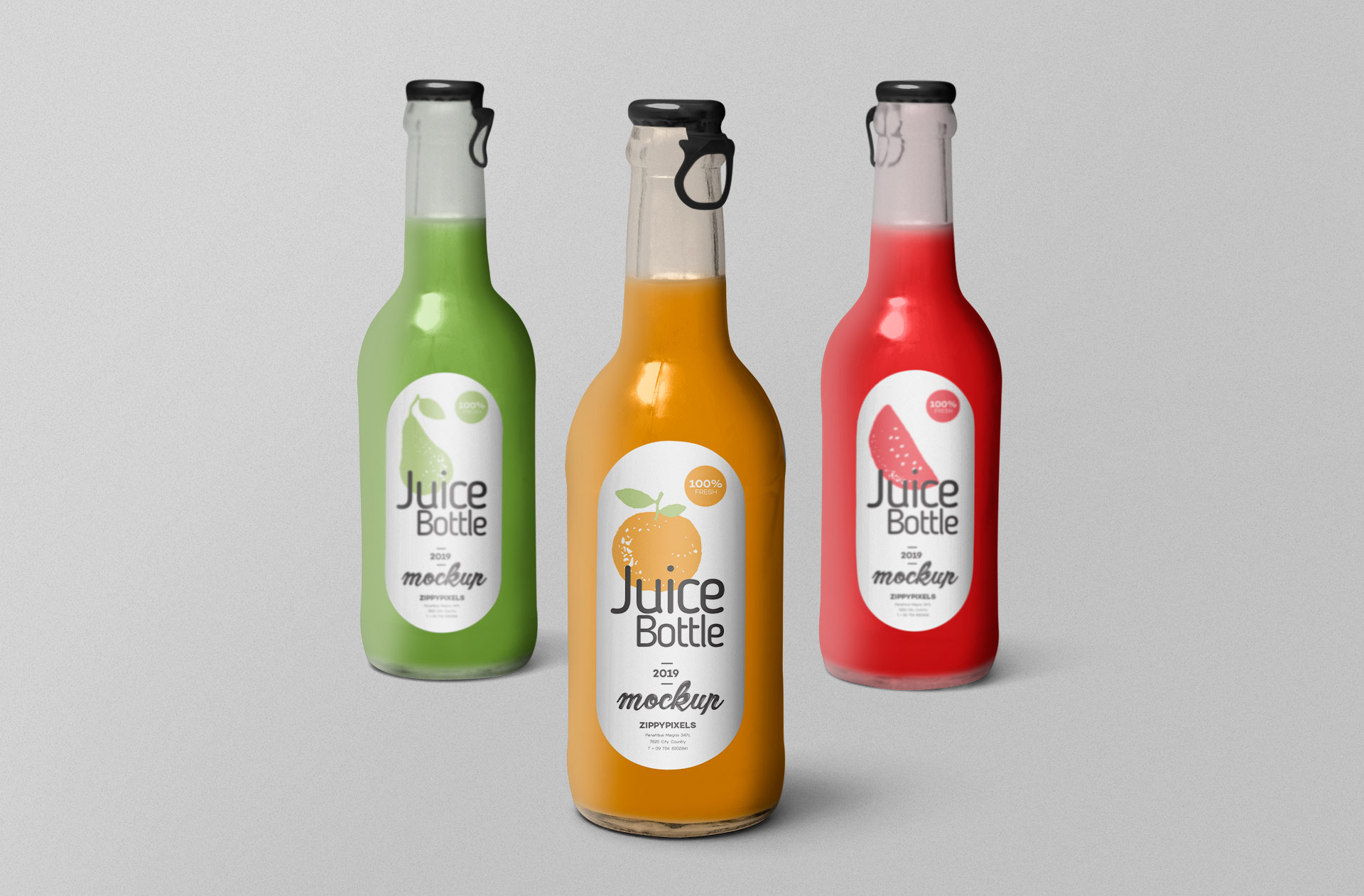Glass Juice Bottle Mockup – Realistic Packaging Design