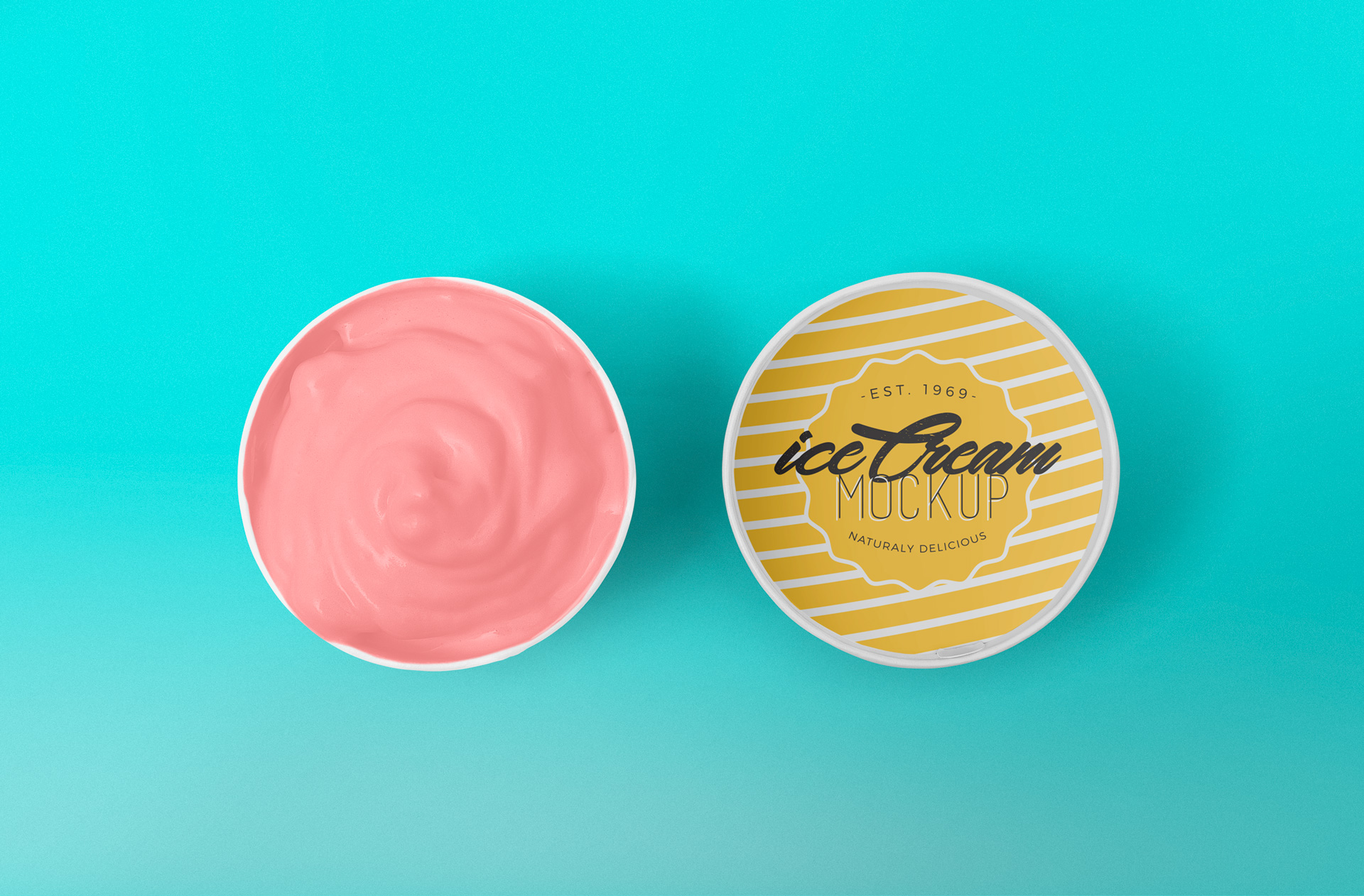 Top-View Ice Cream Cup Mockup for Packaging