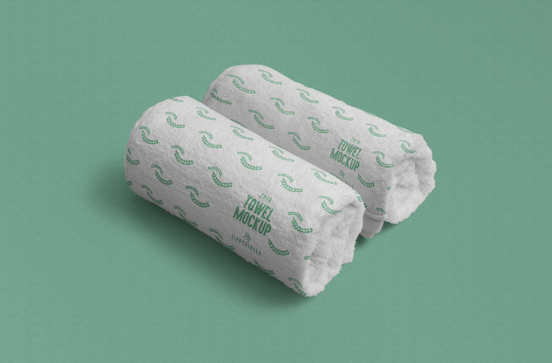 Rolled Cotton Towel Mockup with Custom Pattern