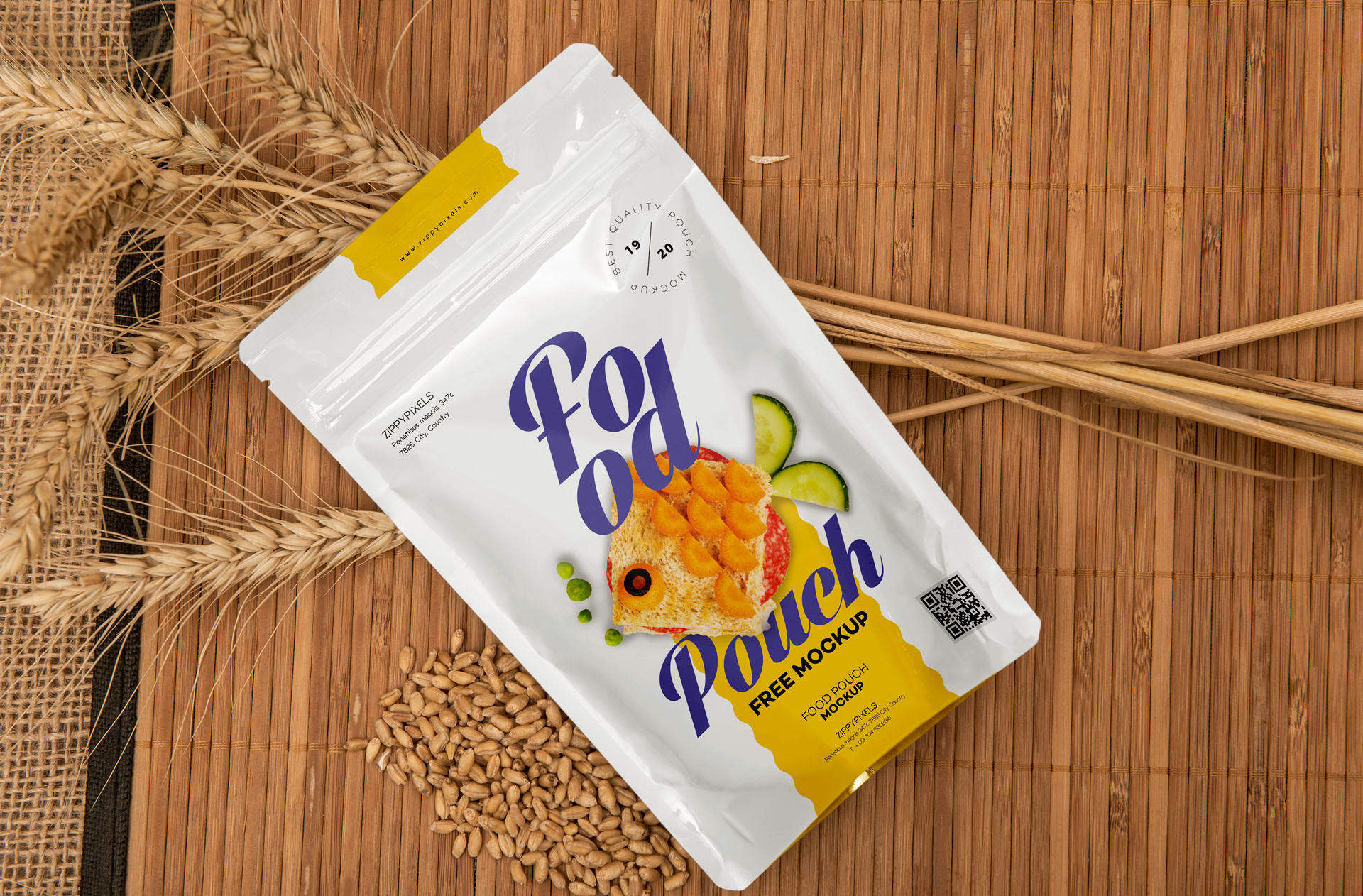 Food Pouch Packaging Mockup with Zip Lock