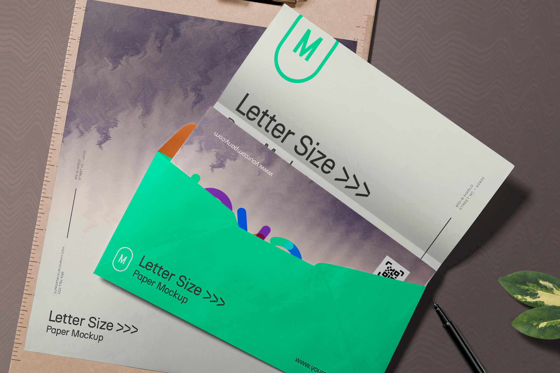 Professional Letterhead and Envelope Mockup PSD