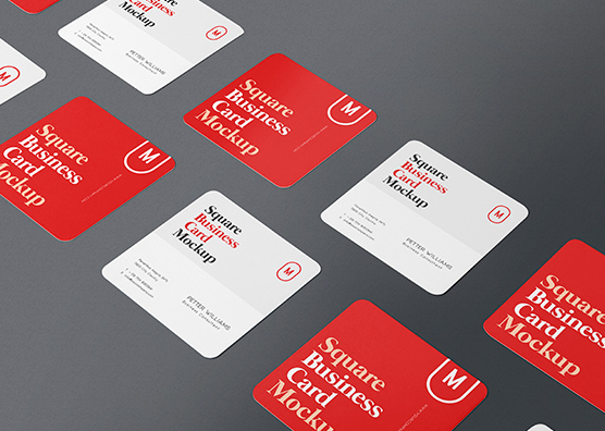 Elegant Square Business Card Mockup