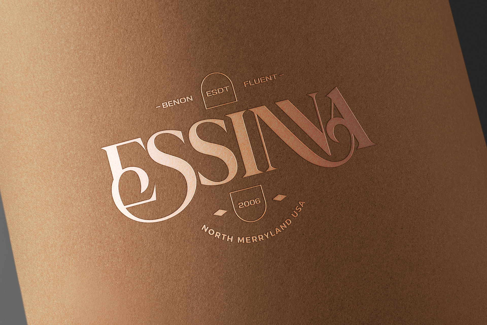 Rose Gold Foil Logo Mockup on Brown Paper