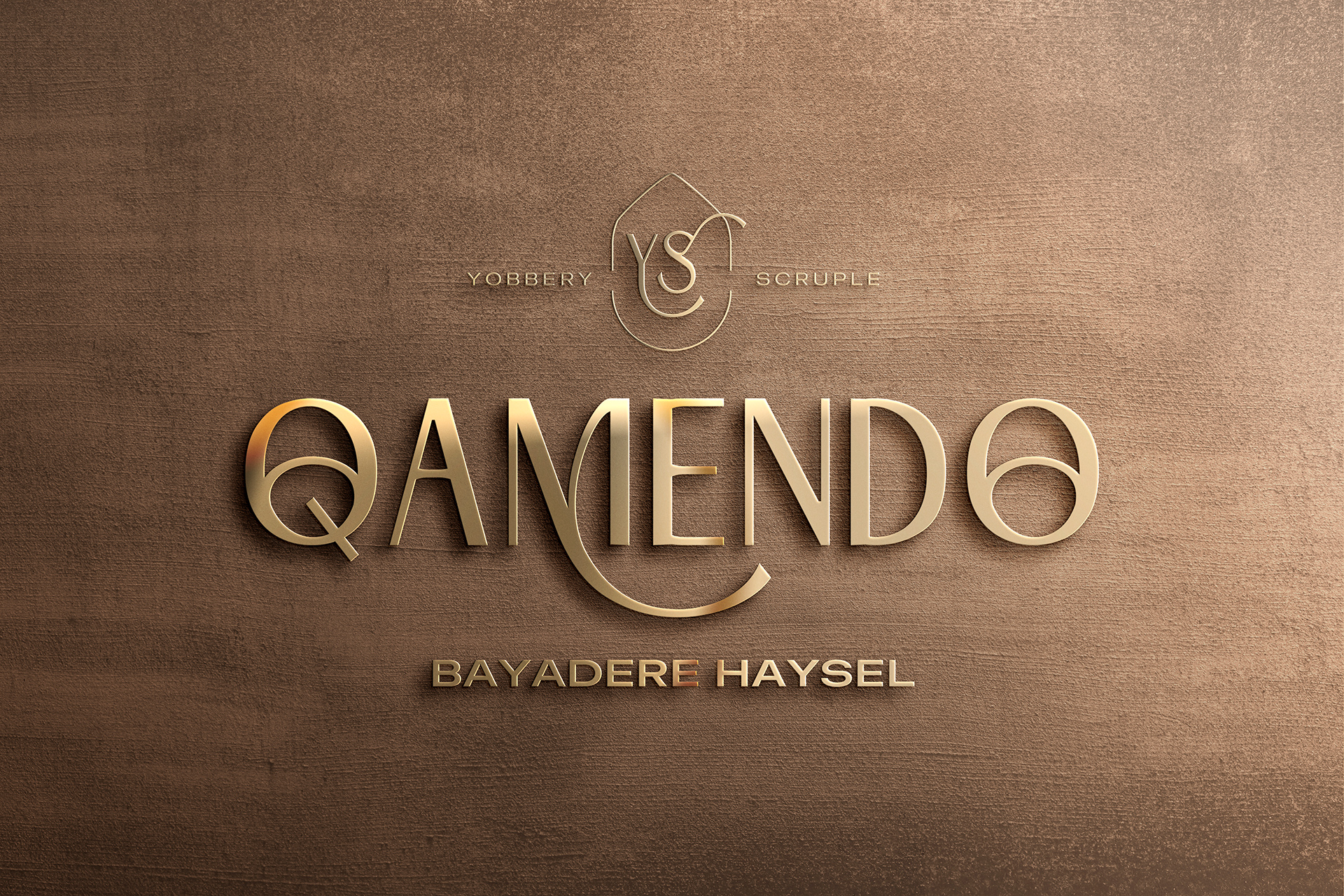 3D Gold Logo Mockup on Brown Textured Background