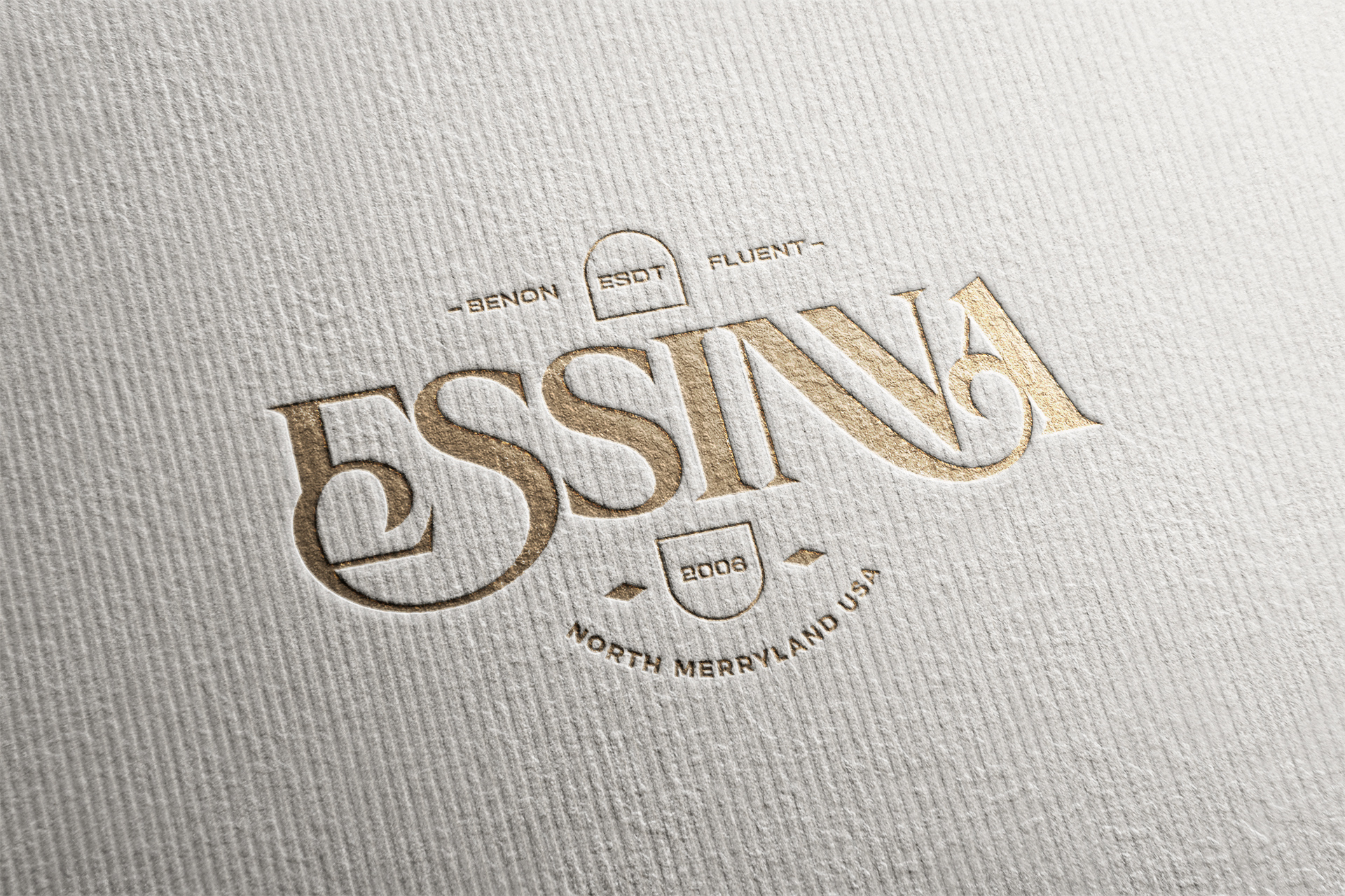 Gold Foil Logo Mockup on White Textured Paper