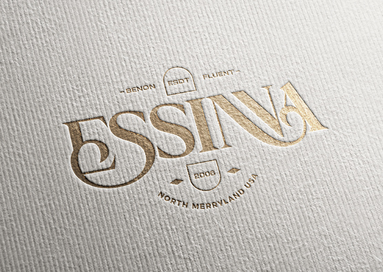 Gold Foil Logo Mockup on White Textured Paper
