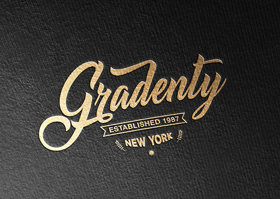 Retro Gold Foil Logo Mockup on Black Paper