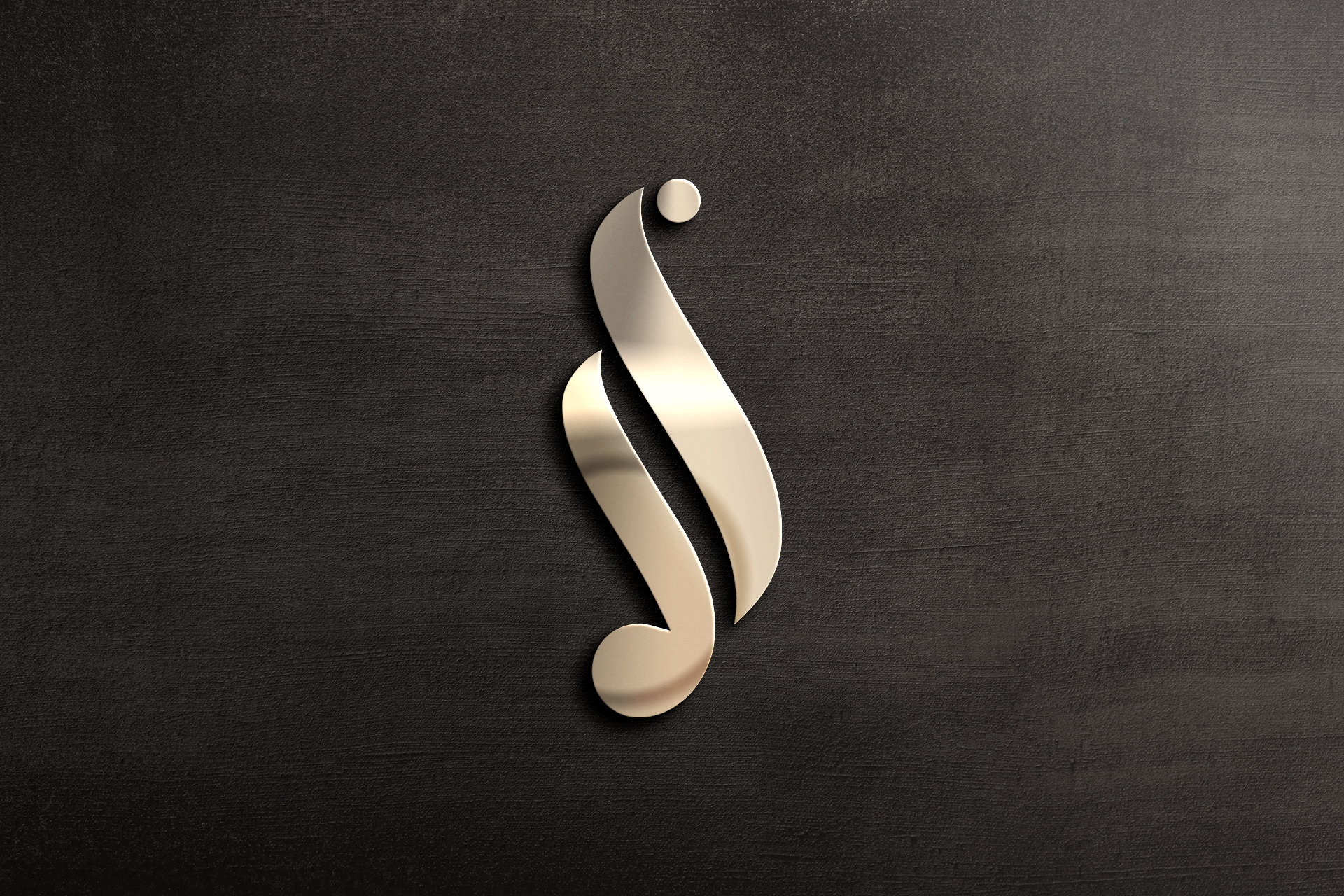 3D Metallic Logo Mockup on Dark Wall Texture