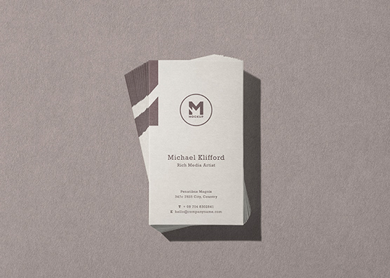 Vertical Business Card Stack Mockup Template