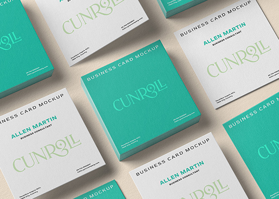 Grid Layout Business Card Mockup Front & Back